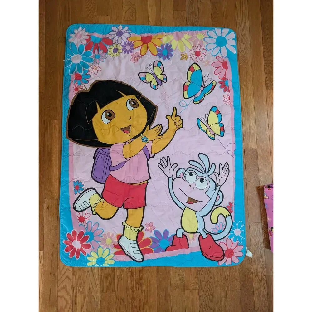 Dora the Explorer Crib Toddler Bed Set 2008 Viacom Nick Jr Boots Blanket Sheets